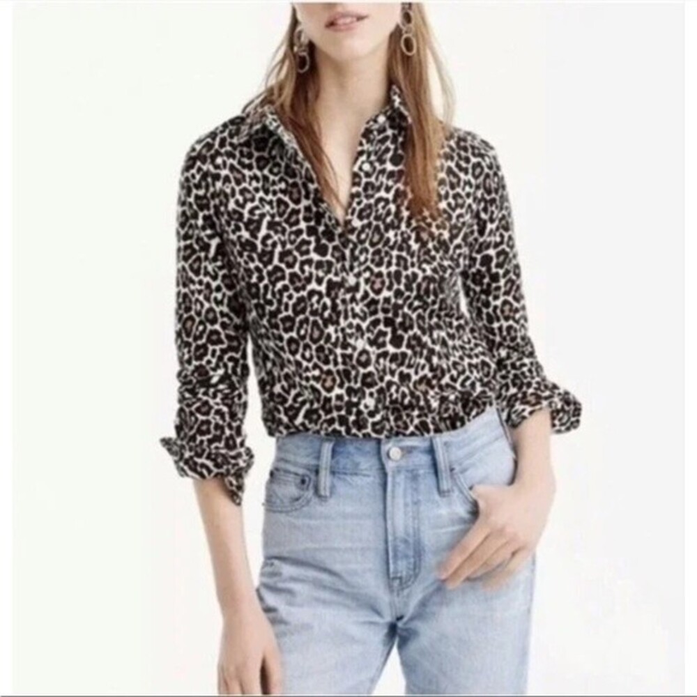 J. Crew Slim Perfect Shirt in Leopard Print 4 - Picture 10 of 11